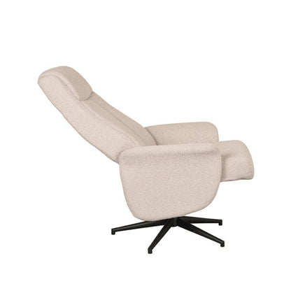 LABEL51 Relaxfauteuil Bergen - Naturel Boucle | Zwart Metaal - 77x76x105 cm