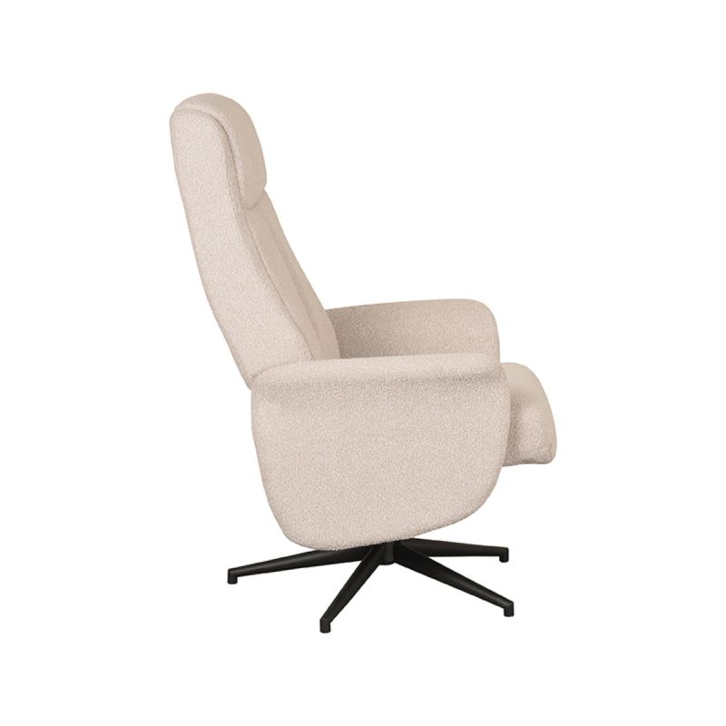 LABEL51 Relaxfauteuil Bergen - Naturel Boucle | Zwart Metaal - 77x76x105 cm