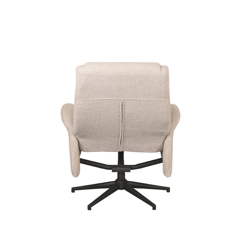 LABEL51 Relaxfauteuil Bergen - Naturel Boucle | Zwart Metaal - 77x76x105 cm
