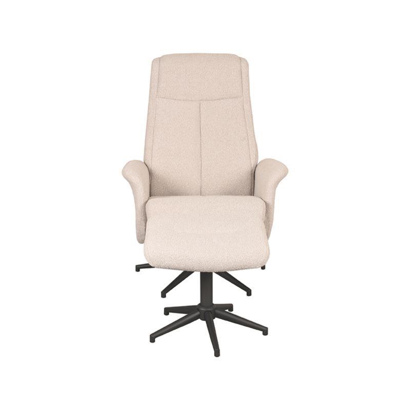LABEL51 Relaxfauteuil Bergen - Naturel Boucle | Zwart Metaal - 77x76x105 cm