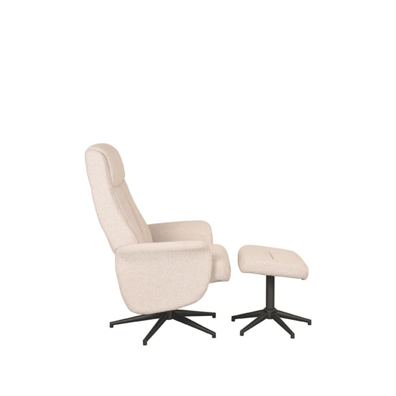 LABEL51 Relaxfauteuil Bergen - Naturel Boucle | Zwart Metaal - 77x76x105 cm
