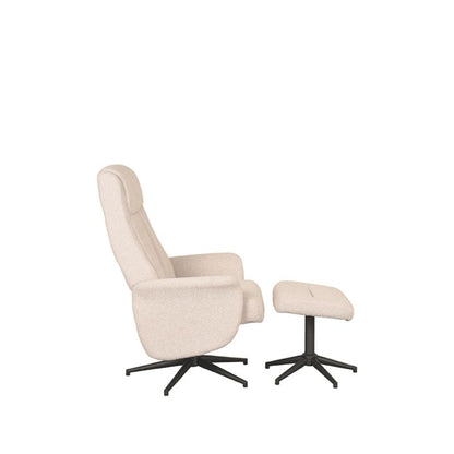 LABEL51 Relaxfauteuil Bergen - Naturel Boucle | Zwart Metaal - 77x76x105 cm