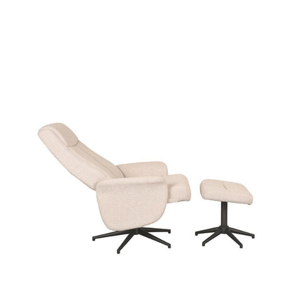 LABEL51 Relaxfauteuil Bergen - Naturel Boucle | Zwart Metaal - 77x76x105 cm