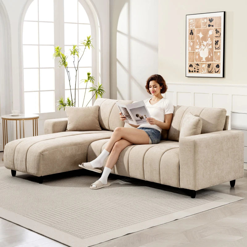 Nancy's Otranto Hoekbank - Chaise Longue links of rechts - Beige - Linnenlook