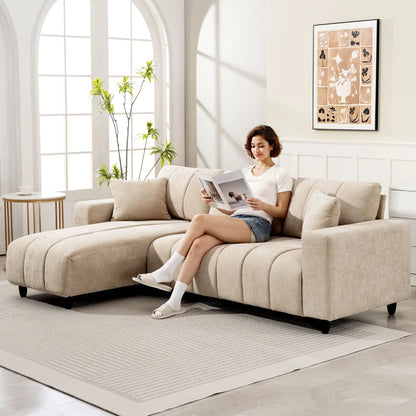 Nancy's Otranto Hoekbank - Chaise Longue links of rechts - Beige - Linnenlook
