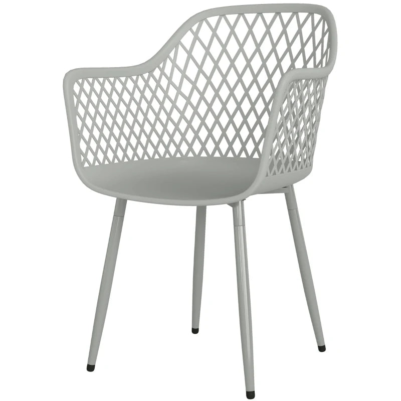 Nancy's Selargius Tuinstoelen - Terrasstoelen - Set van 4 - UV-Bestendig - Grijs - Kunststof