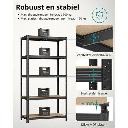 Nancy's Buckland Stellingkast - Opbergkast - Stellingrek - Set van 2 - 100 x 50 x 200 cm