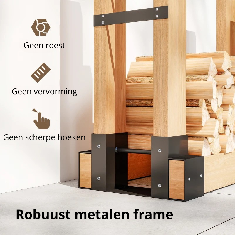 Nancy's Mormanno Haardhout Opslag - Houtopslag - Brandhoutopslag - Haardhoutrek - Zwart - Staal