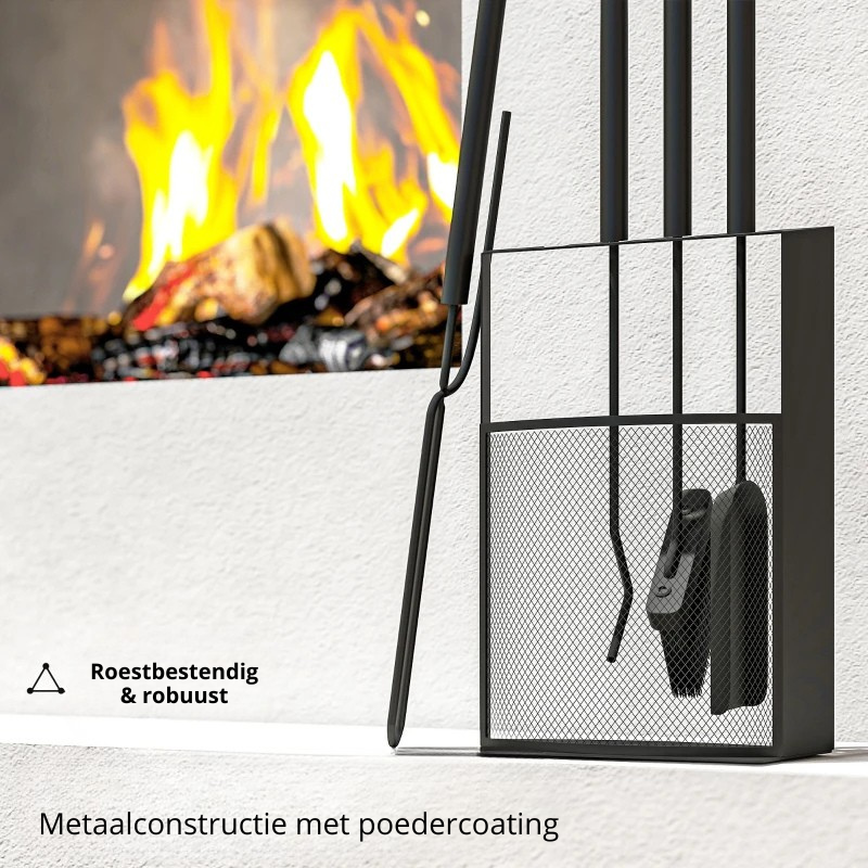 Nancy's Mottalciata Haardgereedschap Set - Openhaardset - Haardset - Zwart - Staal