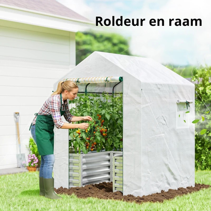 Nancy's Pocenia Kas met Plantenbak - Kweekkas - Plantenkas - Tuinkas - 2-in-1 ontwerp - Wit