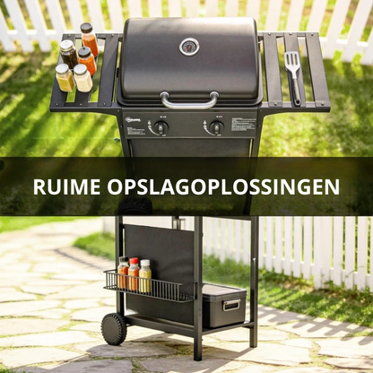Nancy's Sedrina Gasbarbecue - BBQ - Barbecue op wielen - Thermometer - Tweezone-temperatuurregeling - Zwart