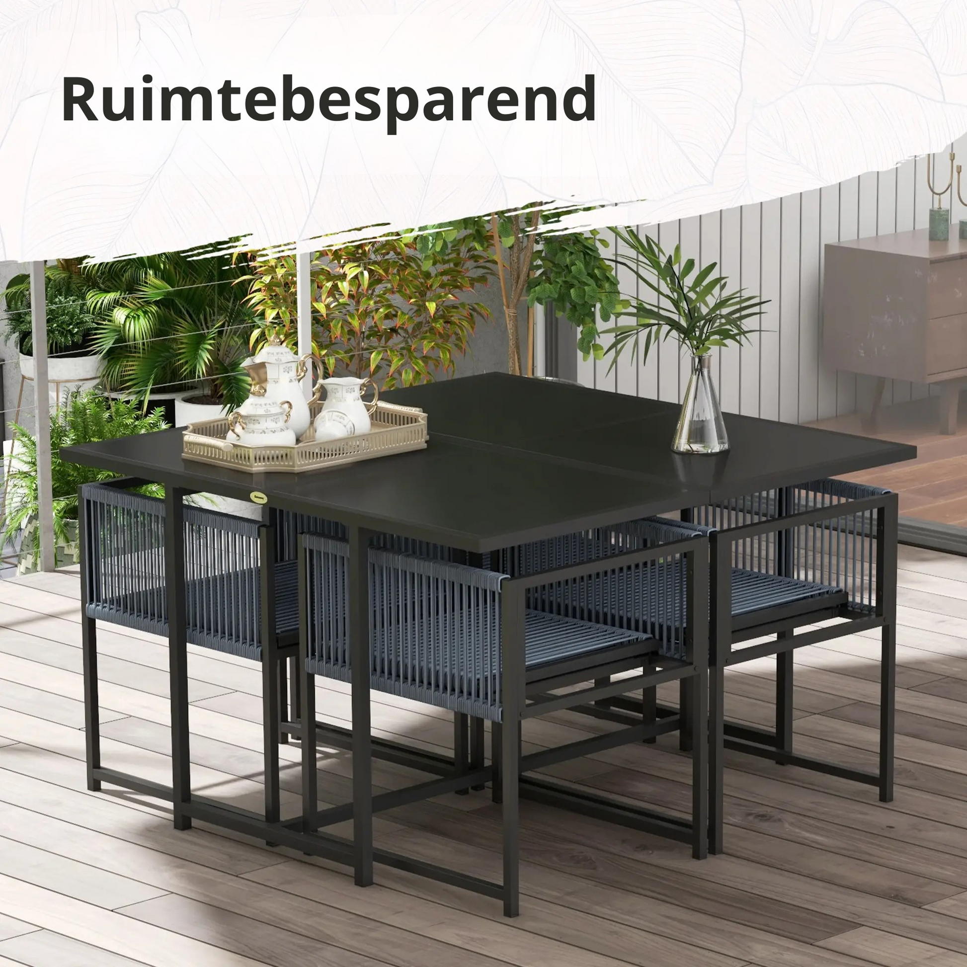 Nancy's Desejosa Tuinset - Diningset voor Buiten - Tuinstoelen - Tuintafel - Donkergrijs