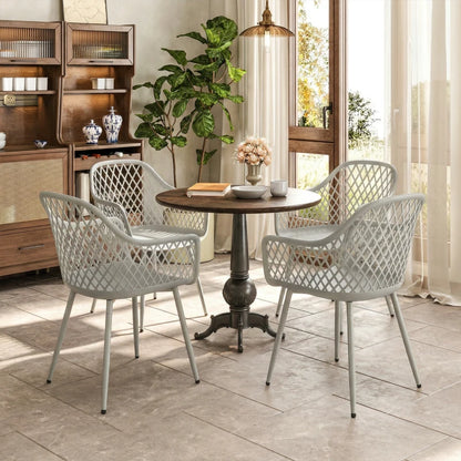 Nancy's Selargius Tuinstoelen - Terrasstoelen - Set van 4 - UV-Bestendig - Grijs - Kunststof