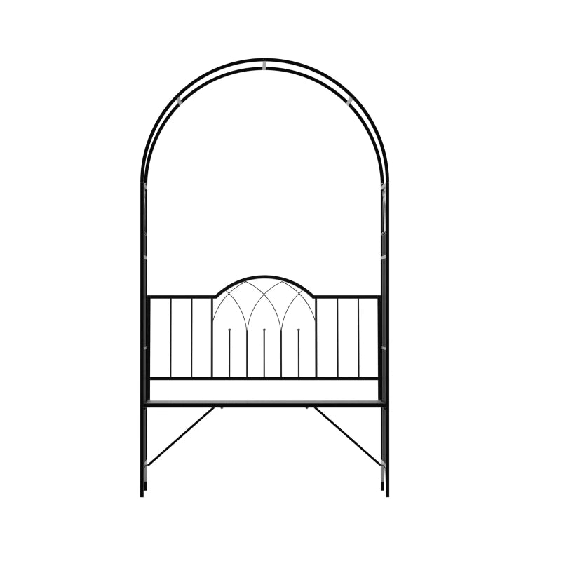 Nancy's Ricadi Tuinbank - Rozenboog - Parkbank - Zwart - Staal - ± 115 x 60 x 205 cm