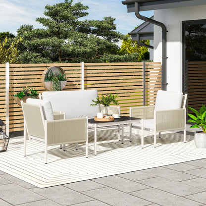 Nancy's Gallio Loungeset - Tuinset - Tuinmeubelset - Lichtgrijs / Bruin - Rotan