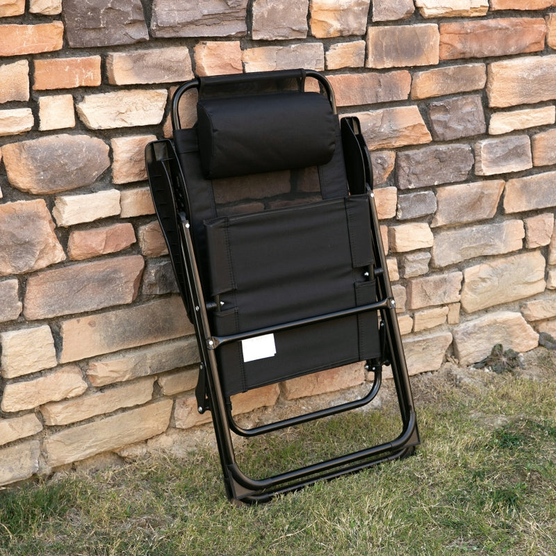 Nancy's Sunnyside Tuinstoelen - Opvouwbare tuinstoel - Ligstoel - Zwart - Set van 2
