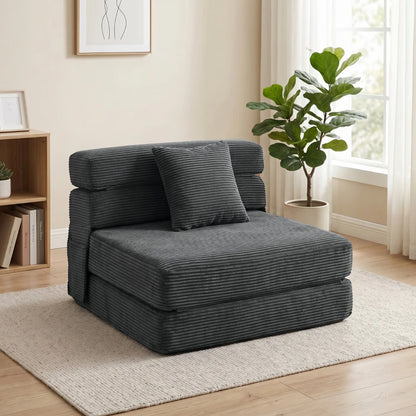 Nancy's Squillace Slaapbank - Slaapfauteuil - Vloerstoel - Grijs - Corduroy