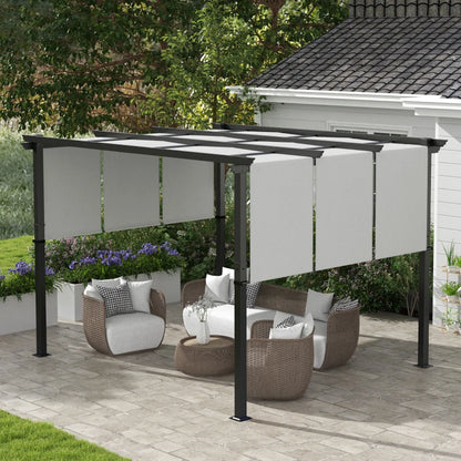 Nancy's Sulden Pergola - Tuinpaviljoen - Terrasoverkapping - Uitschuifbaar pergoladak - Grijs - ± 355 x 295 x 235 cm