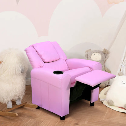 Nancy's Rosa Kinderstoel - Kinderfauteuil - Verstelbare Rugleuning - Roze - Kunstleer