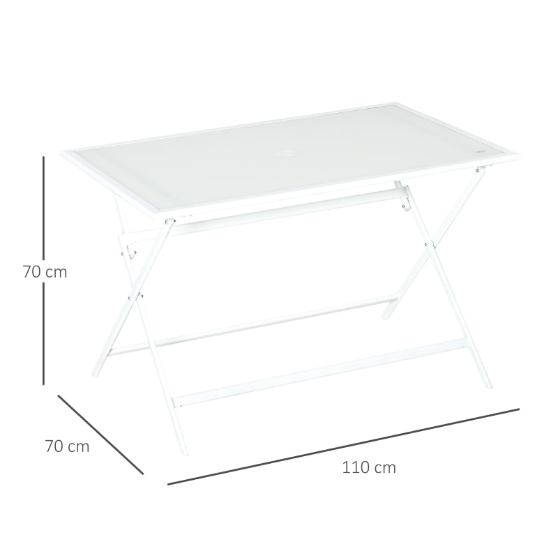 Nancy's Trujilo Campingtafel - Picknicktafel - Tuintafel - Wit - Glas - 110 x 70 x 70 cm