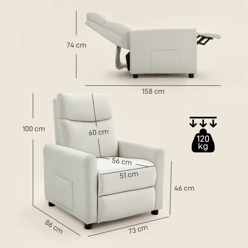 Nancy's Terenzo Lounge Fauteuil - Relaxfauteuil - Loungestoel - Verstelbaar - Crèmewit - Linnen
