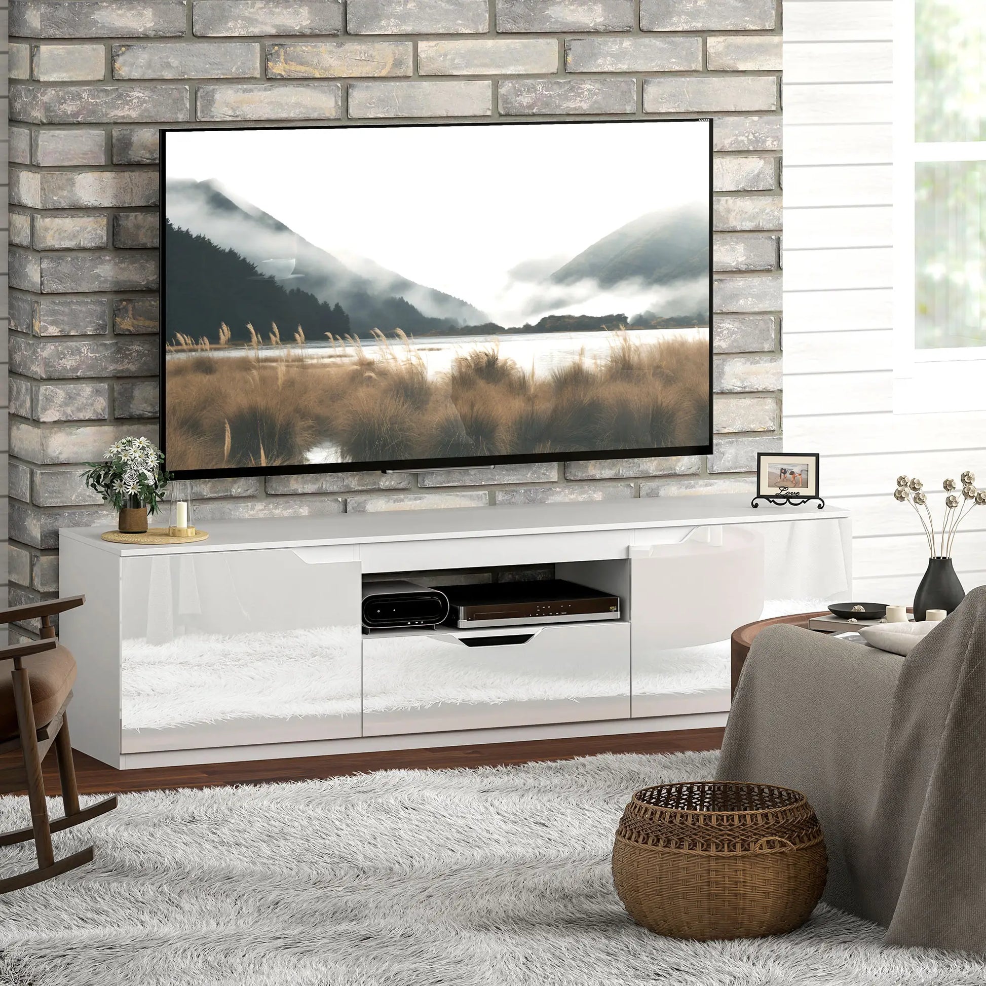 Nancy's Queijada TV Kast - TV Meubel - TV Dressoir - Lowboard - Wit - ± 160 x 40 x 40 cm