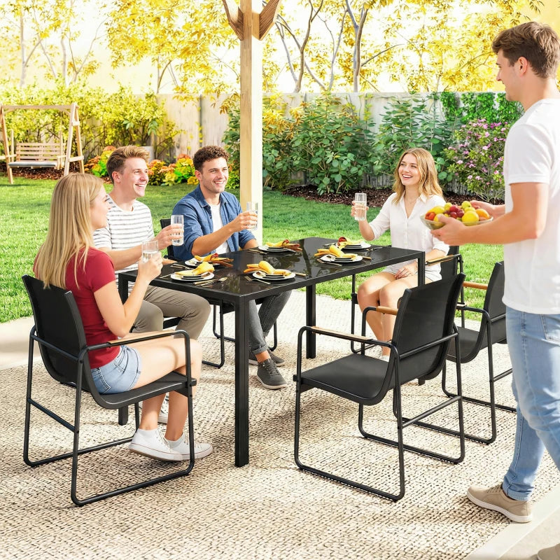 Nancy's Remanzacco Tuinset - Tuinmeubelset - Eettafel voor buiten - 7-Delig - Zwart