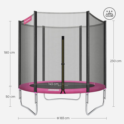 Nancy's Fiães Trampoline met Veiligheidsnet - Roze / Zwart - ± Ø 180 cm