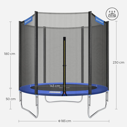 Nancy's Feira Trampoline met Veiligheidsnet - Zwart / Blauw - ± Ø 180 cm