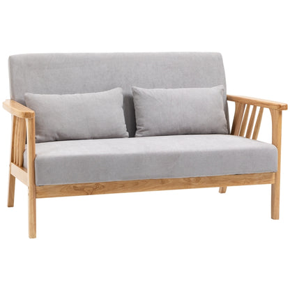 Nancy's Easton Sofa Relax Canapé 2 places, avec 2 coussins, aspect velours, bois d'hévéa, 130 cm