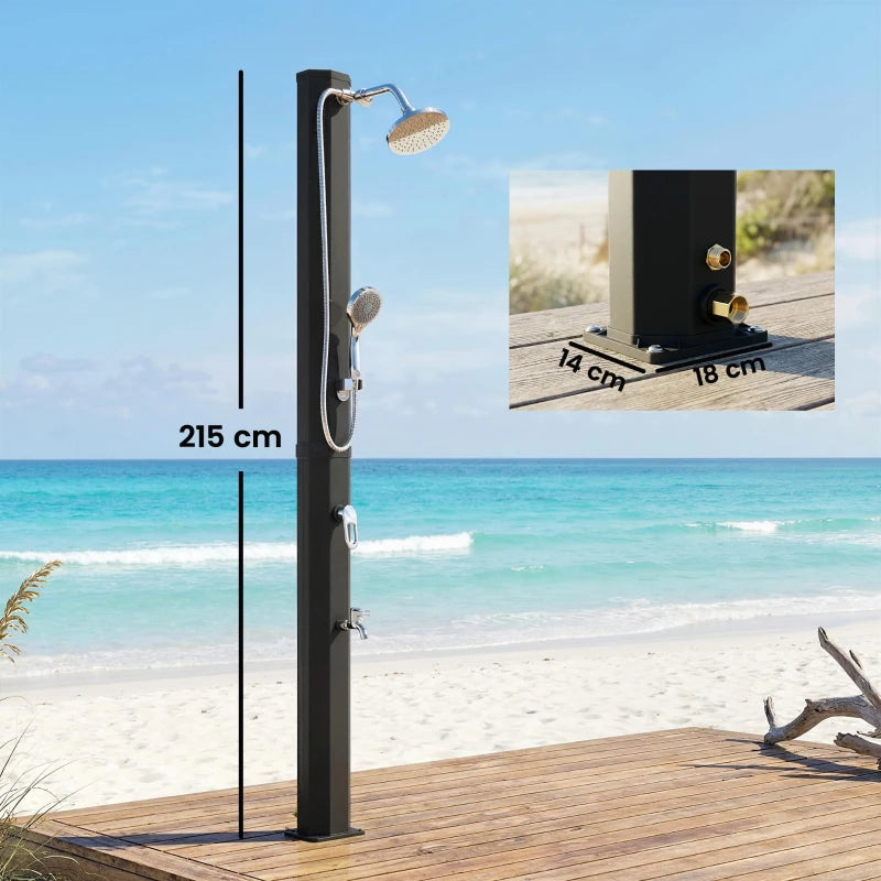 Nancy's Solighetto Zonneverwarmde Tuindouche - Buitendouche - Met Handdouche - Zwart - 215cm Hoog