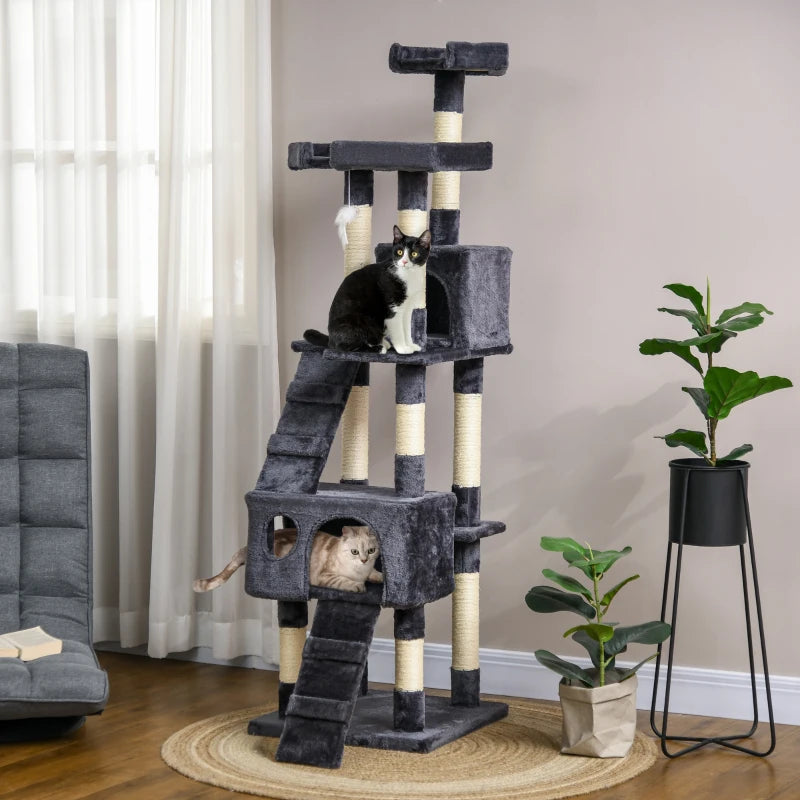Nancy's Tortona Klimboom voor Katten - Krabpaal - Kattenboom - Donkergrijs - 49 x 49 x 173 cm