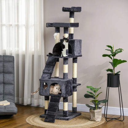 Nancy's Tortona Klimboom voor Katten - Krabpaal - Kattenboom - Donkergrijs - 49 x 49 x 173 cm