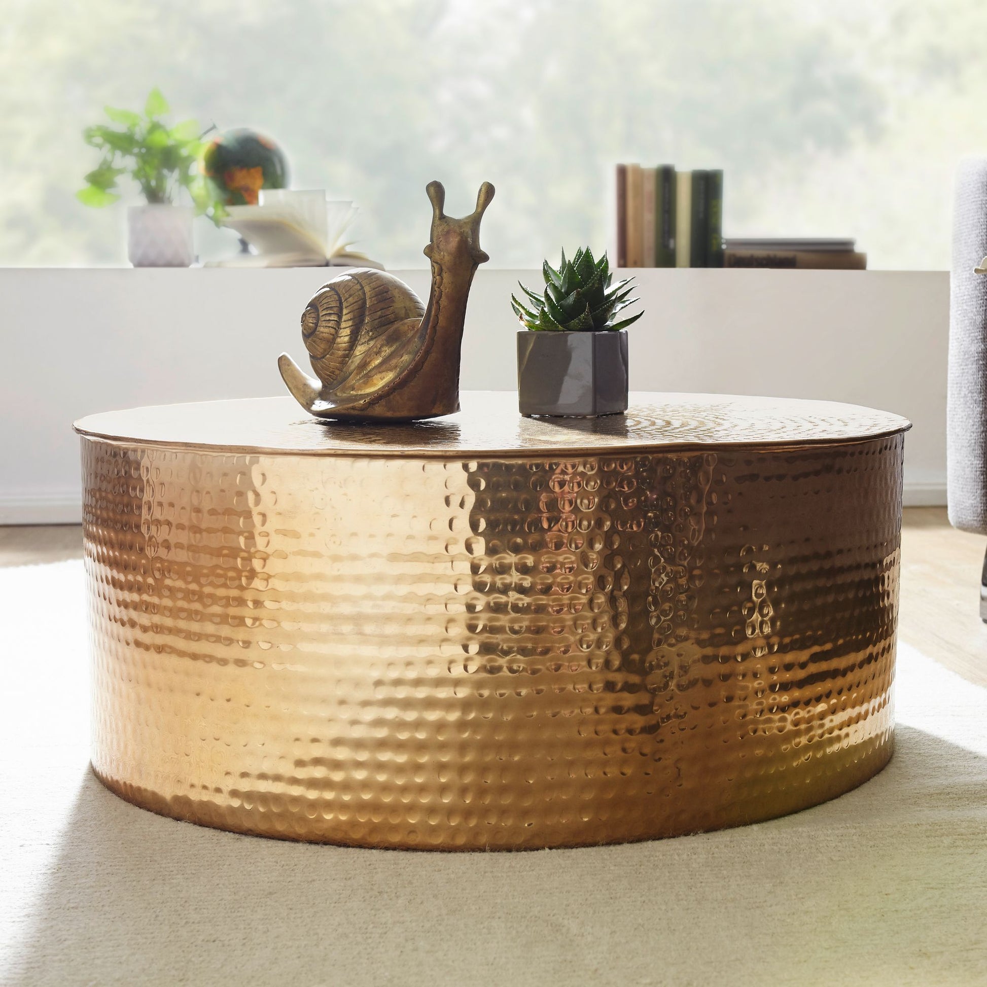 Nancy's design Salontafel - Aluminium Bijzettafel goud - 75 x 31 x 75cm