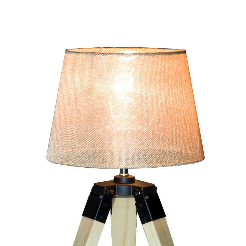 Nancy's Lakeville Table Lamp - Illuminated - Table lighting - Tripod - E27 - Linen - Pine - Beige/Gray - Tripod - 40W - 24 x 24 x 45 cm