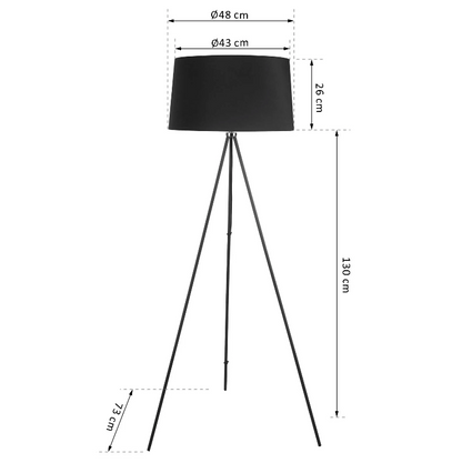 Nancy's Redan Vloerlamp - Sfeerverlichting - Driepoot - 40W - Scandinavisch - Zwart - Stof - Metaal - 48 x 48 x 156 cm