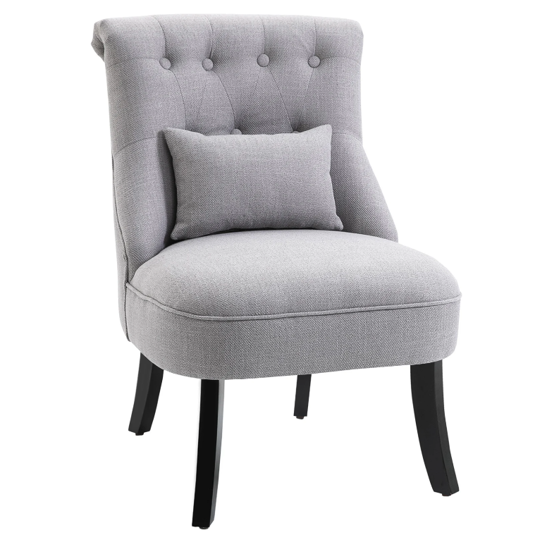 Nancy's Edgewater Armchair - Upholstered Chair - Lounge Chair - Reading Chair - Linen - Blue/Gray - Black - 52.5 x 69 x 77 cm
