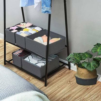 Nancy's Hammond Opbergdozen - Set Van 6 - Organizers - Opvouwbaar - Stof - Ondergoed - Grijs - Diverse Afmetingen