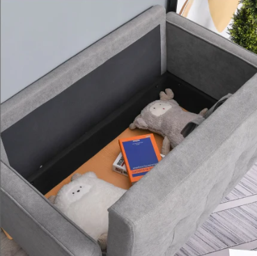 Nancy's Fairfield 2-Zitsbank - Bank met opbergruimte - Grijs - Fluweel / Hout - ± 120 x 60 x 80 cm
