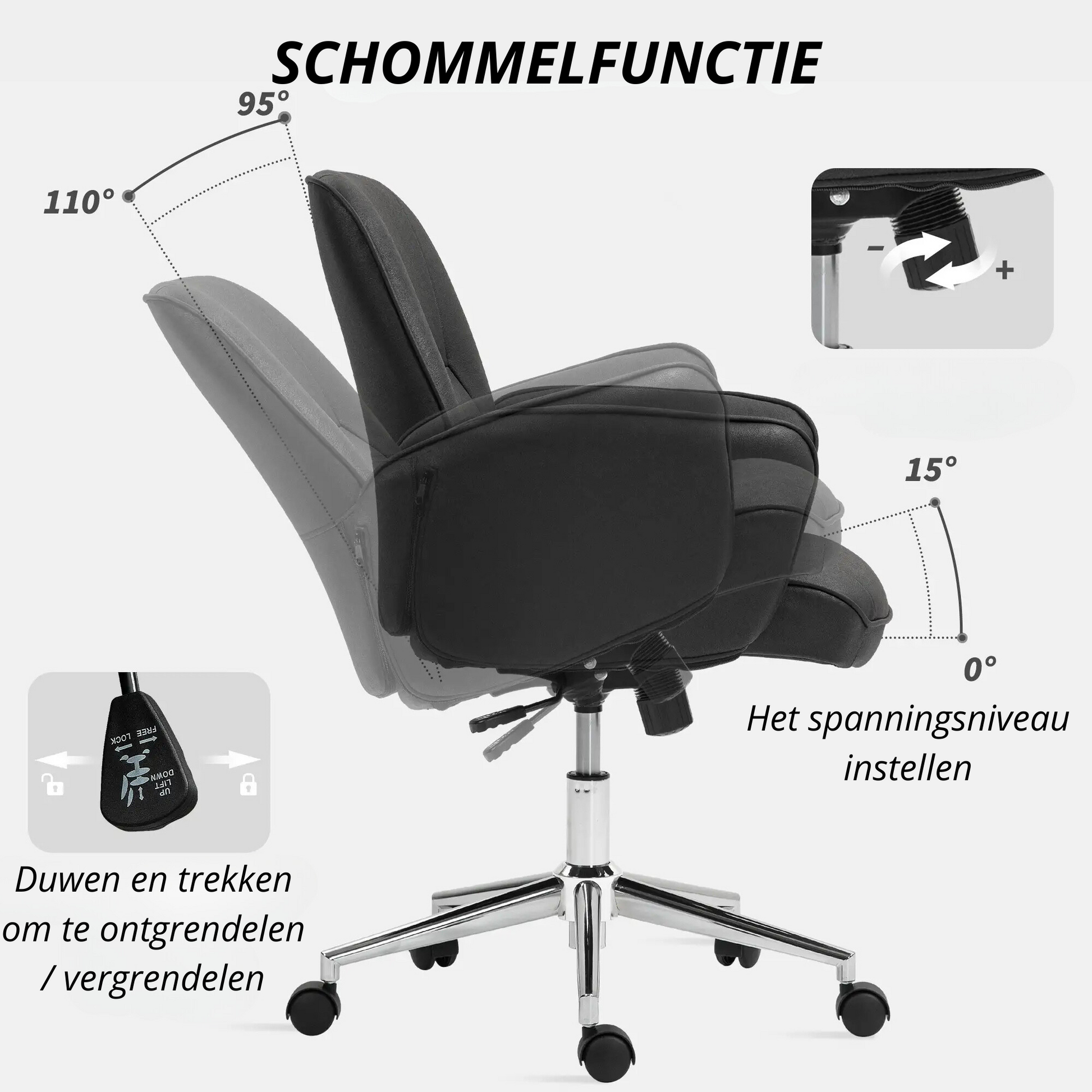 Nancy's Barro Bureaustoel - Directiestoel - Draaistoel - Verstelbaar - Ergonomisch - Zwart