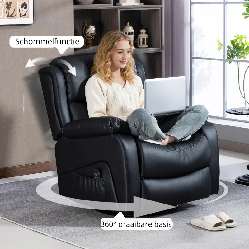 Nancy's Polverigi Massagestoel - Fauteuil met massagefunctie - Verwarmde massage & ontspanning - Zwart - Kunstleer