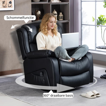 Nancy's Polverigi Massagestoel - Fauteuil met massagefunctie - Verwarmde massage & ontspanning - Zwart - Kunstleer
