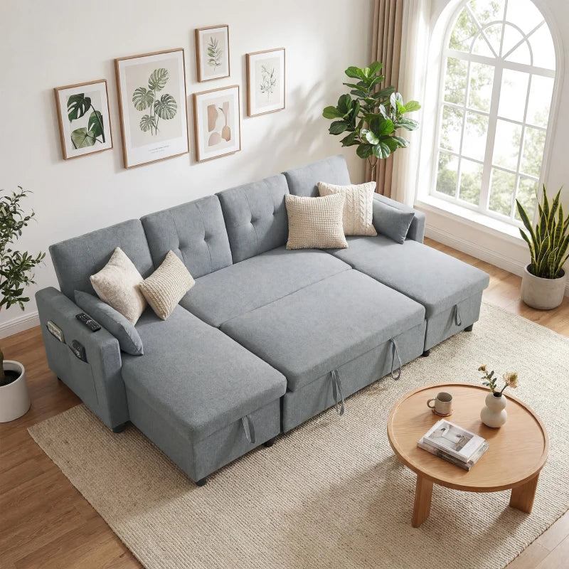 Nancy's Stagno Slaapbank - Logeerbed - Ligbank - Grijs - Linnen