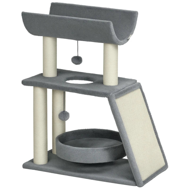 Nancy's Torregrotta Krabpaal - Kattenboom - Klimboom voor katten - Grijs - Pluche / Sisal - ± 60 x 30 x 75 cm