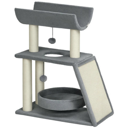 Nancy's Torregrotta Krabpaal - Kattenboom - Klimboom voor katten - Grijs - Pluche / Sisal - ± 60 x 30 x 75 cm