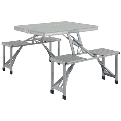 Nancy's Eboli Picknicktafel - Campingtafel - 4-Persoons - Draagbaar - Opvouwbaar - Grijs - ± 85 x 135 x 65 cm