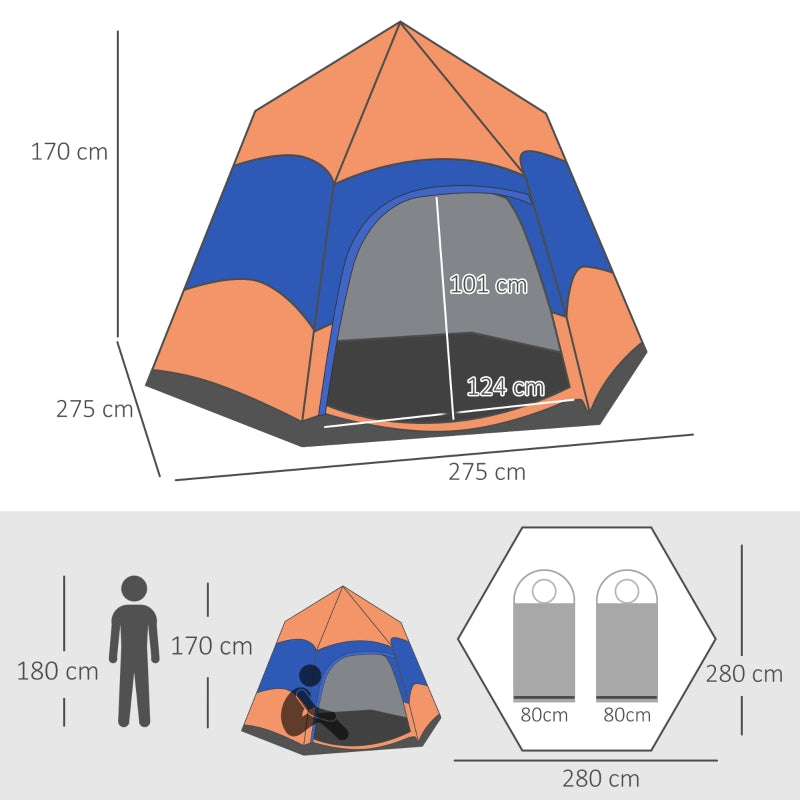 Nancy's Arisaig Kampeertent - Camping tent - Oranje/Blauw - 275 x 275 x 170 cm