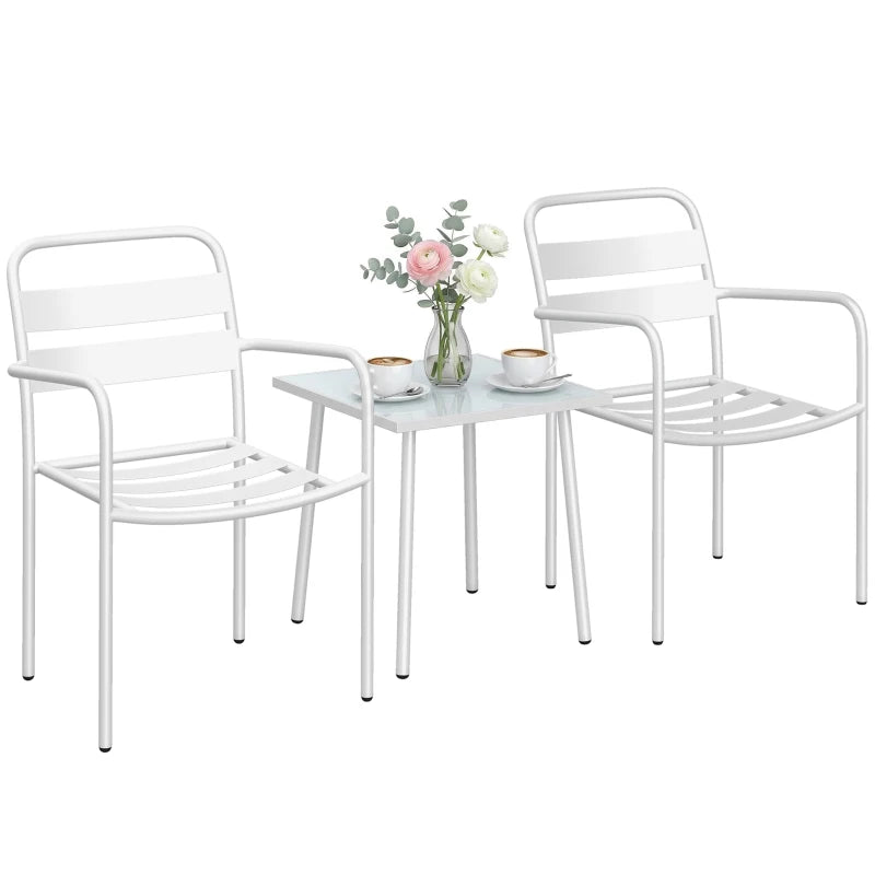 Nancy's Sarmede Bistroset - Balkonset - Tuinset - 3-Delig - Wit - Staal