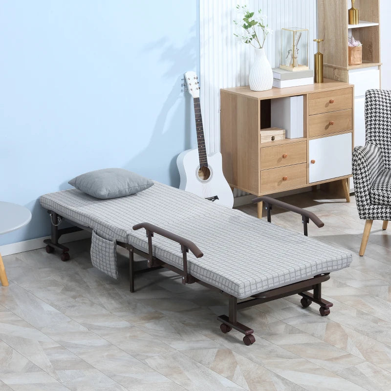 Nancy's Gulpilhares Logeerbed - 1-Persoons Bed - Opklapbaar Bed - Zwart / Grijs - Staal - ± 190 x 75 x 30 cm