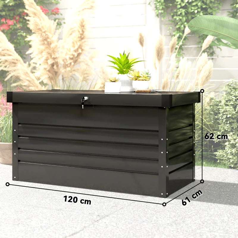 Nancy's Robella Tuinkussenbox - Opbergbox voor buiten - Tuinkist - Grijs - Staal - 120 x 60 x 60 cm